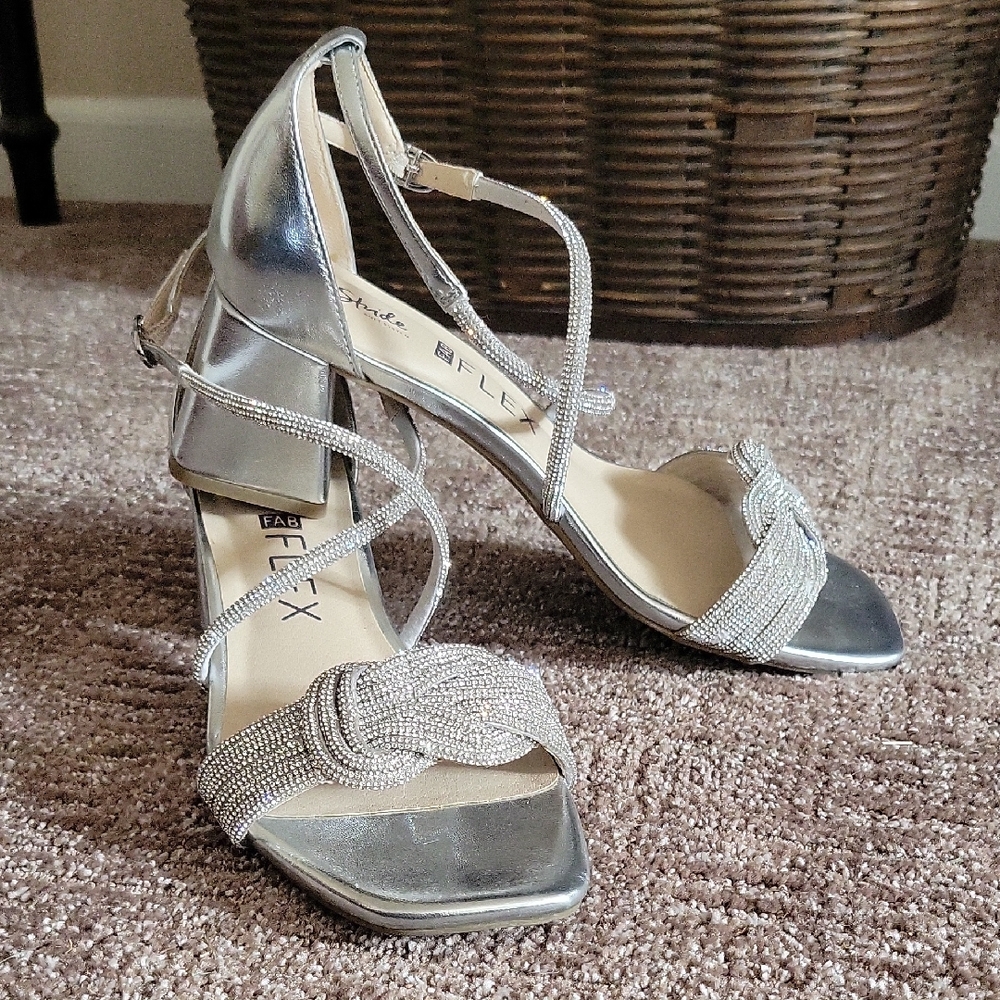 Life Stride Silver Strappy Heels